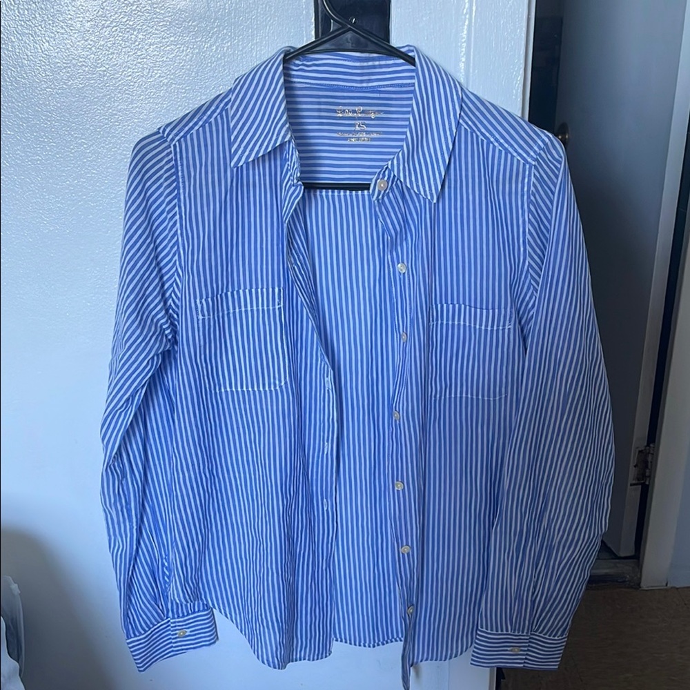 Lilly Pulitzer Blue Striped Button Down Shirt